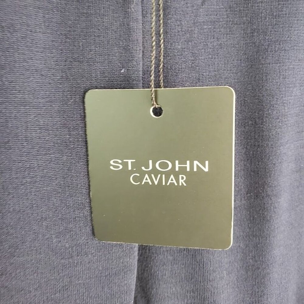 St. John Caviar Kasia Navy Knit Pants Size 2 Wool Blend Pull-On NWT - Picture 2 of 8